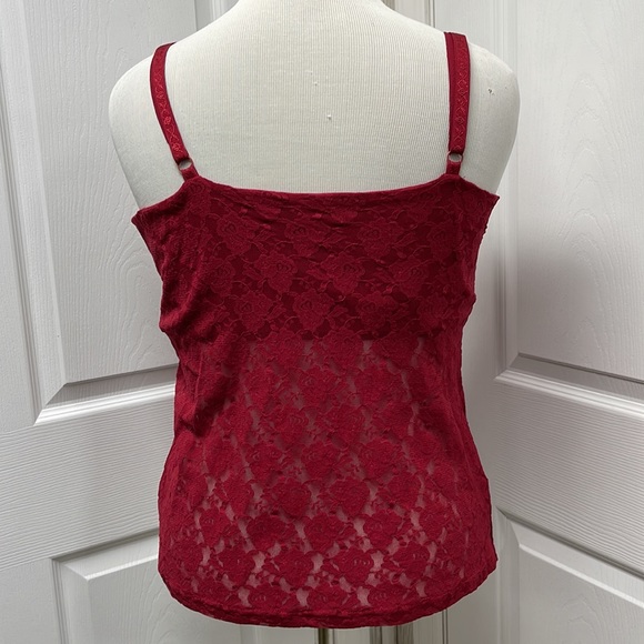One Step Up Plus Red Lace Cami Tank Top 1X - Picture 5 of 11